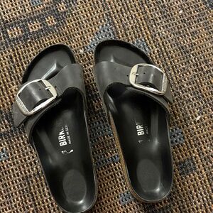Birkenstock Women's Gray Sandals with Silver Buckle